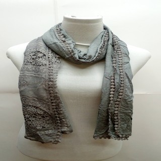 Premium Ari Diamond Lace Stole-Dark Grey